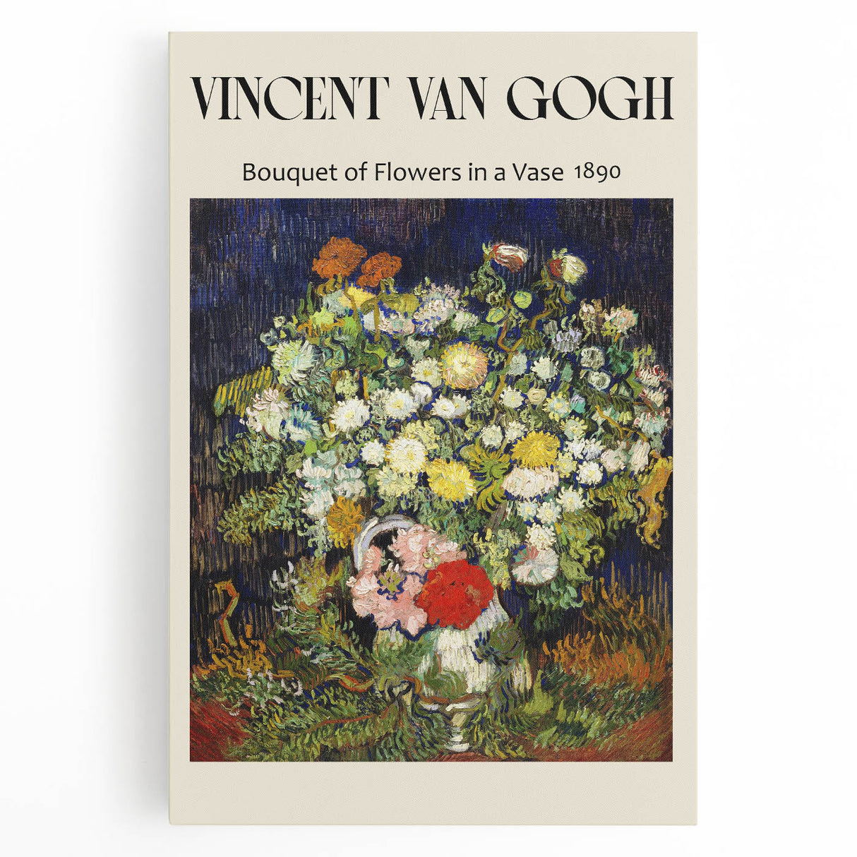 Black and white print of Vincent van Gogh's artwork on large stretched canvas, ideal for kitchen wall art.