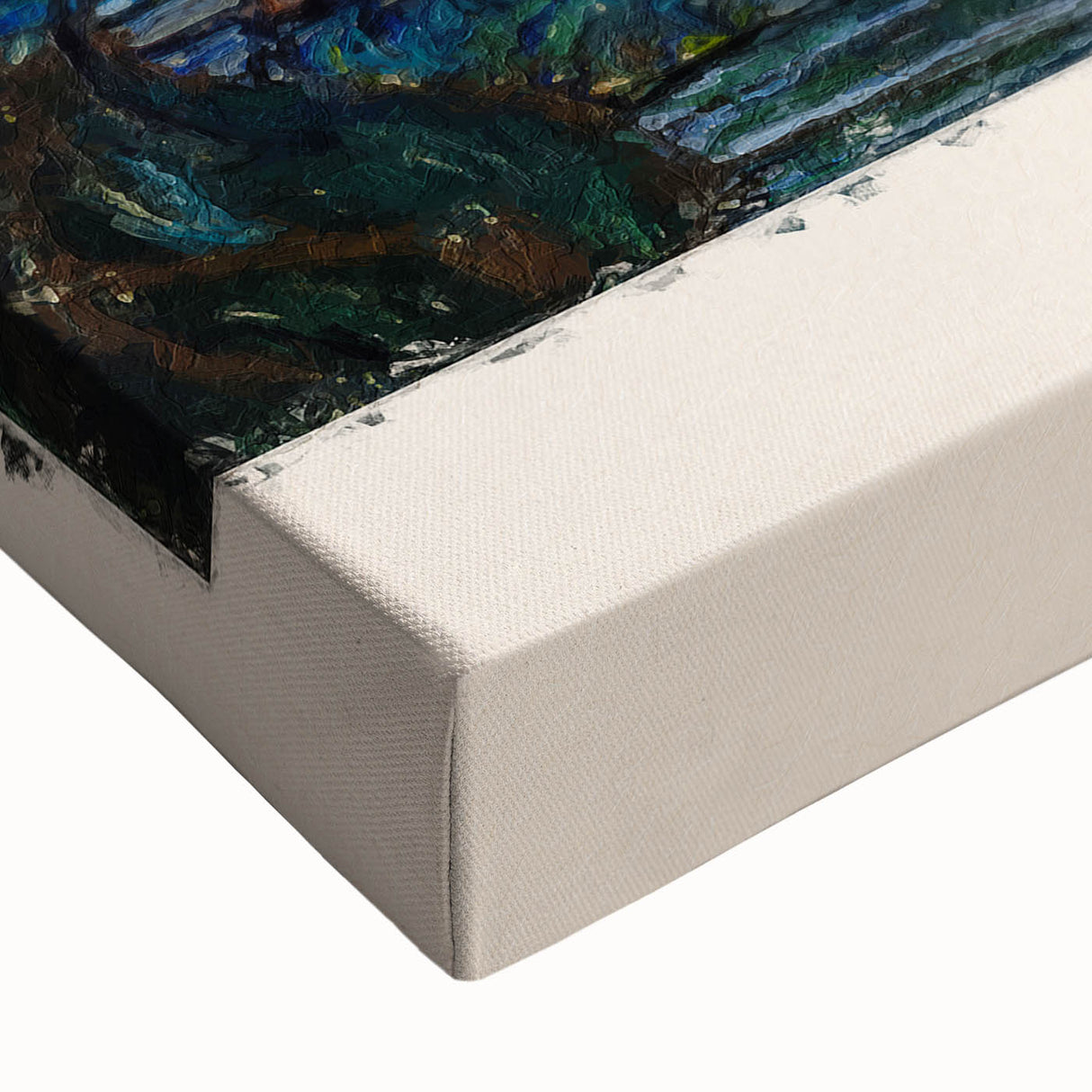 Large art black and white landscape painting on stretched canvas, featuring a serene nature scene.