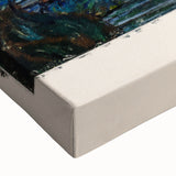Large art black and white landscape painting on stretched canvas, featuring a serene nature scene.