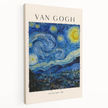 Vincent van Gogh inspired stretched canvas with vibrant yellow and blue tones, ideal for kitchen wall art.