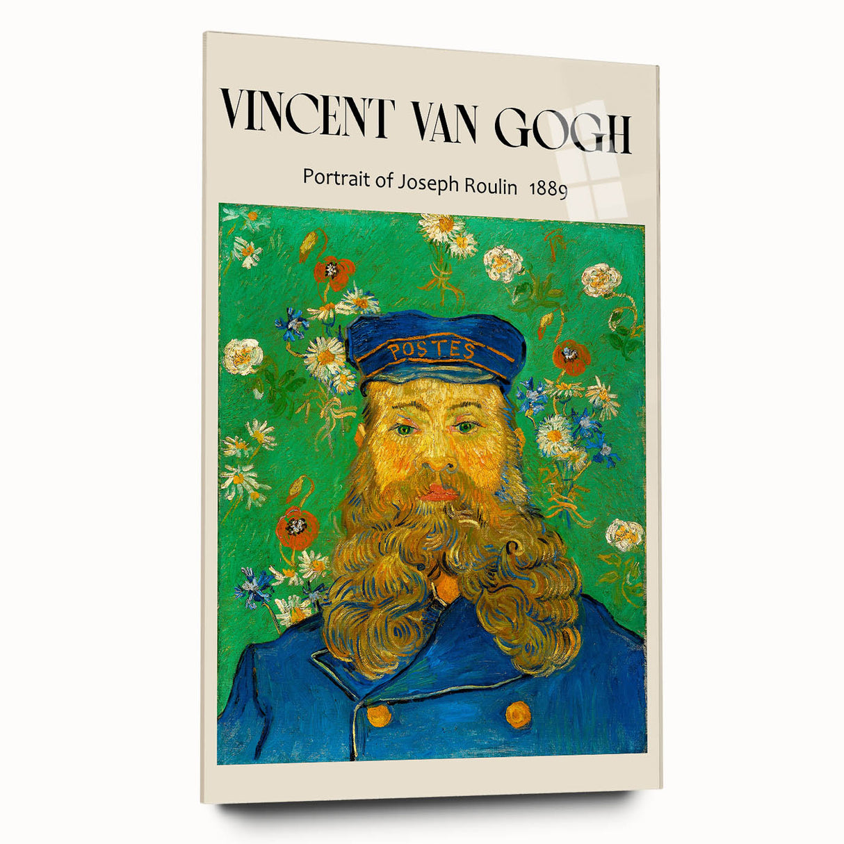 Large abstract wall art print of a Van Gogh-inspired design on acrylic glass, featuring vivid color swirls.