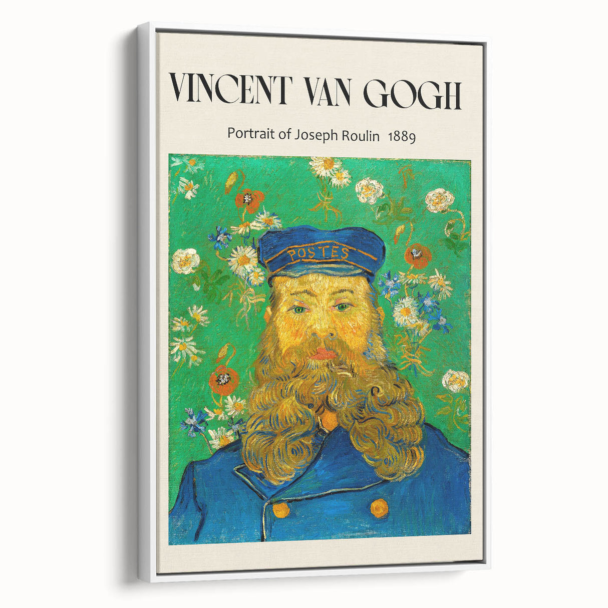 Vintage poster art of Vincent van Gogh's colorful paintings, framed canvas, ideal for living room decor.
