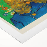 Art deco poster featuring a geometric pattern in bold primary colors on rolled canvas, suitable for dining room decor.