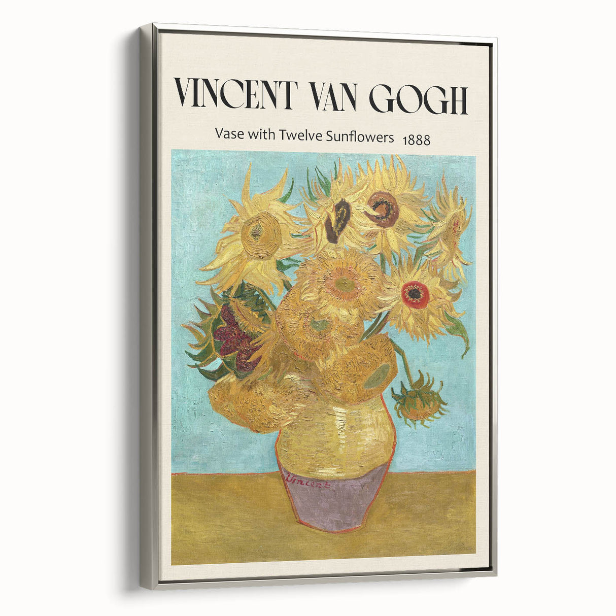 Framed canvas featuring vintage poster of a colorful landscape painting with black background, ideal for living room decor.