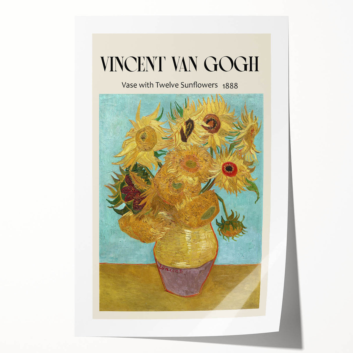Rolled print of a Vincent van Gogh floral painting in vibrant colors, suitable for art wall dining room.
