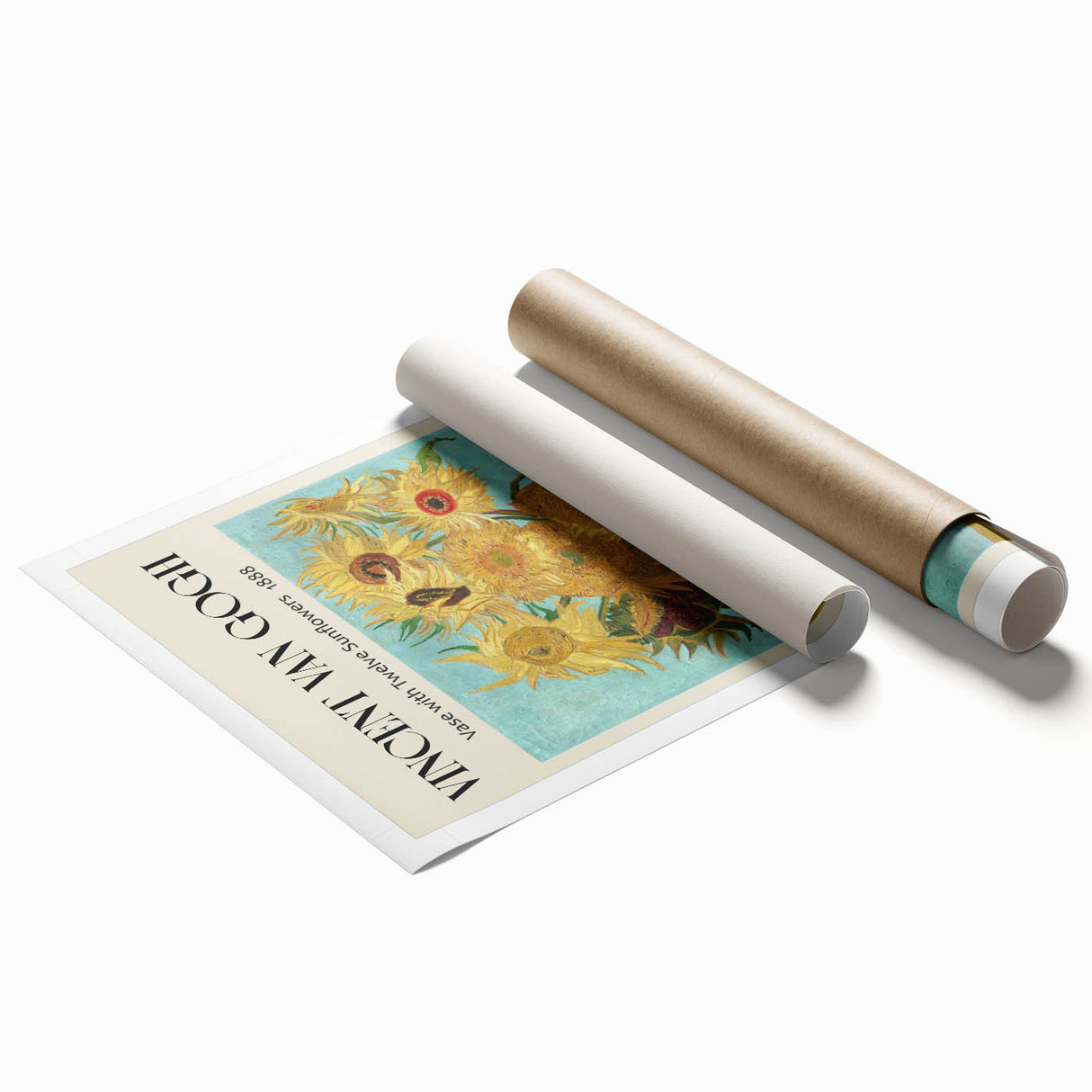 Extra large rolled print of a Van Gogh floral painting in vibrant colors, ideal for classy bathroom wall art.