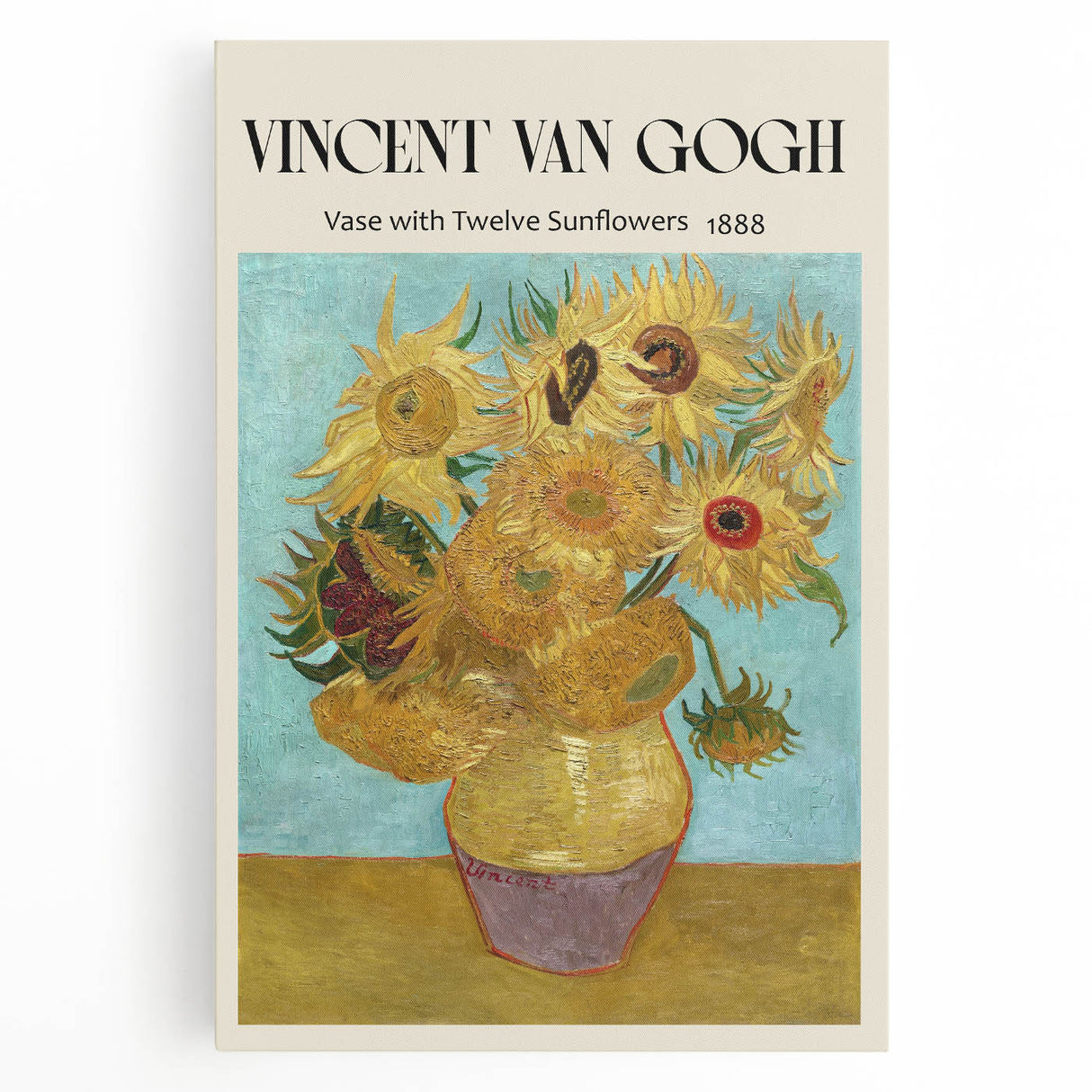 Black and white print of Vincent van Gogh's artwork on stretched canvas, ideal for kitchen wall art.