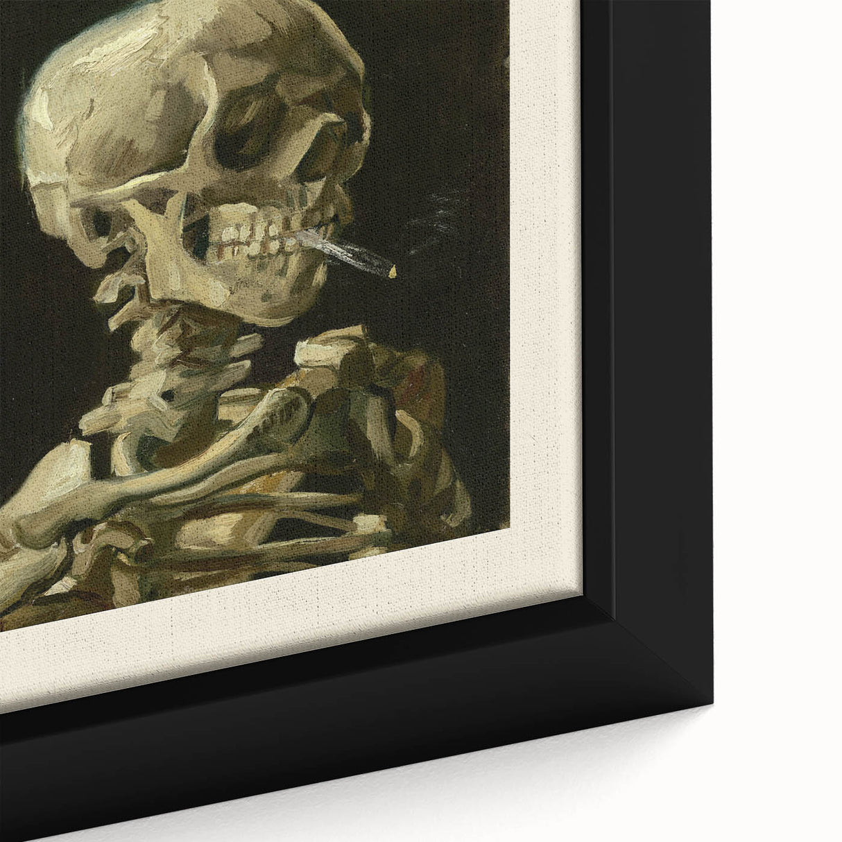 Close-up of a textured black wall art depicting colorful, abstract imagery on a framed canvas.