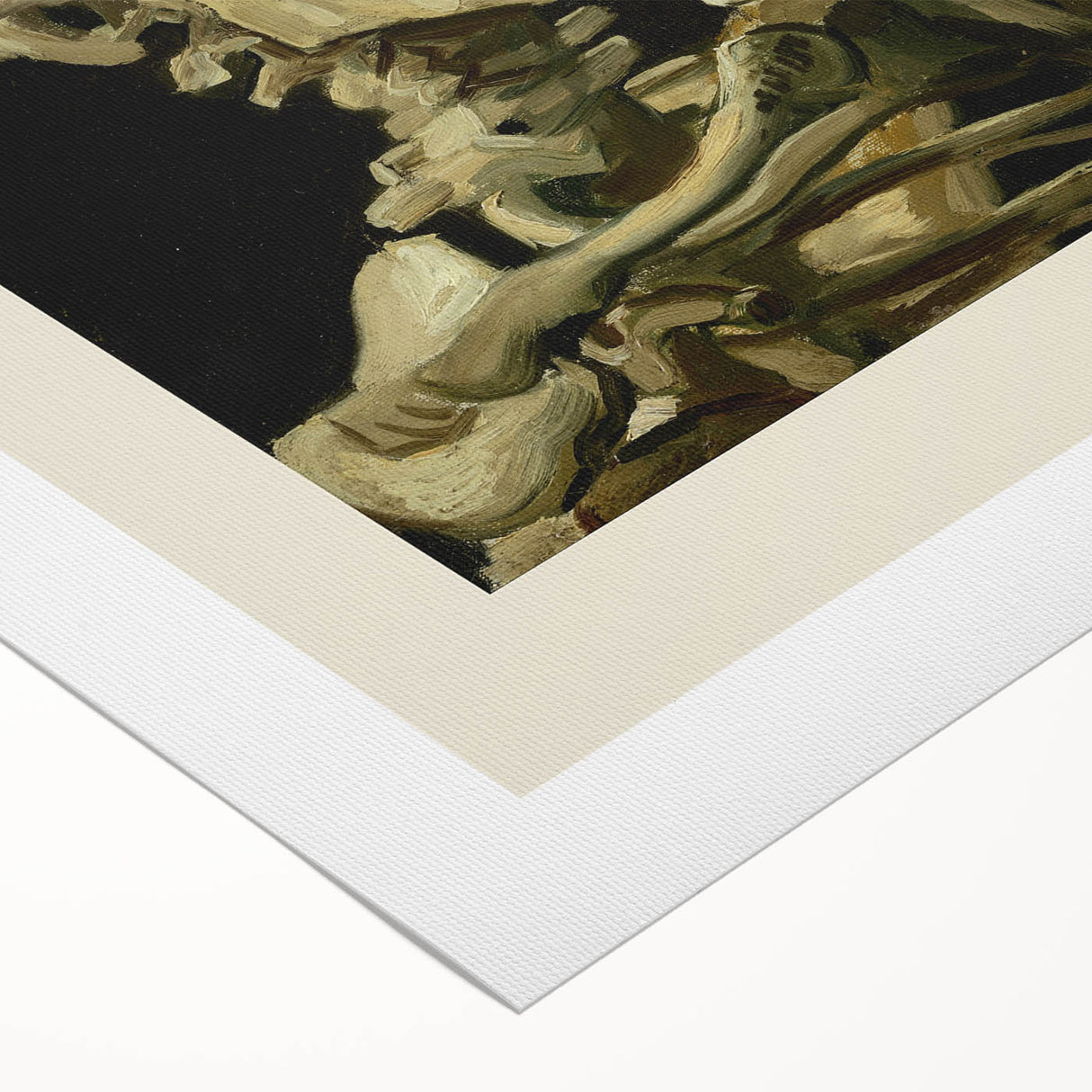 Art deco poster featuring a Vincent van Gogh painting on rolled canvas, with vivid color palette.