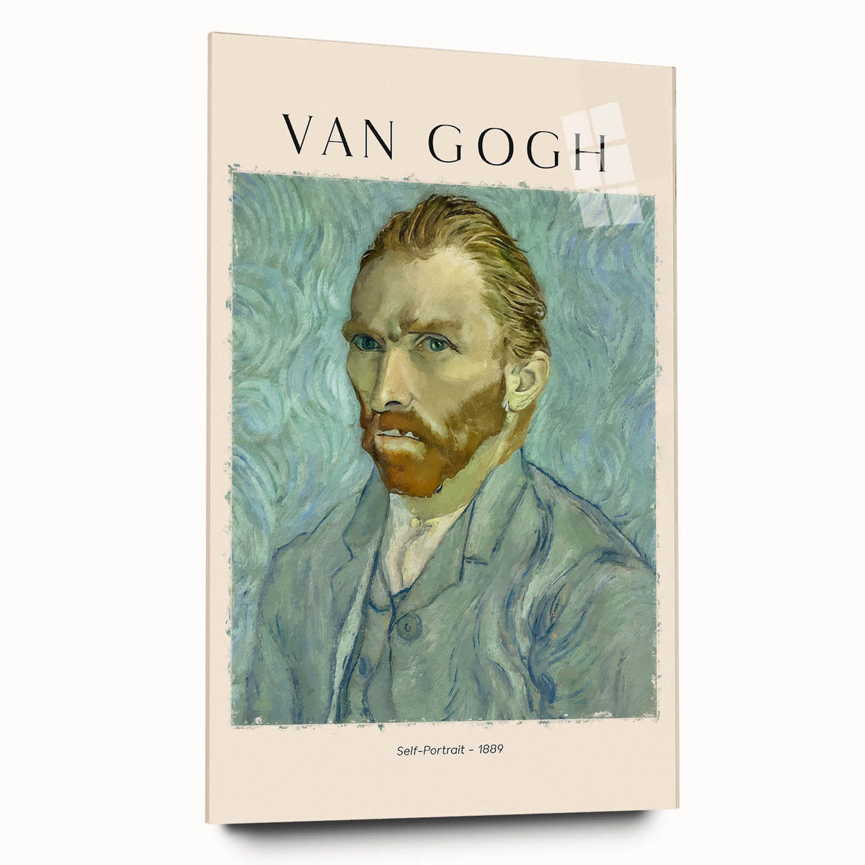 Large acrylic print of a Vincent van Gogh inspired abstract design in vibrant yellow and blue tones.