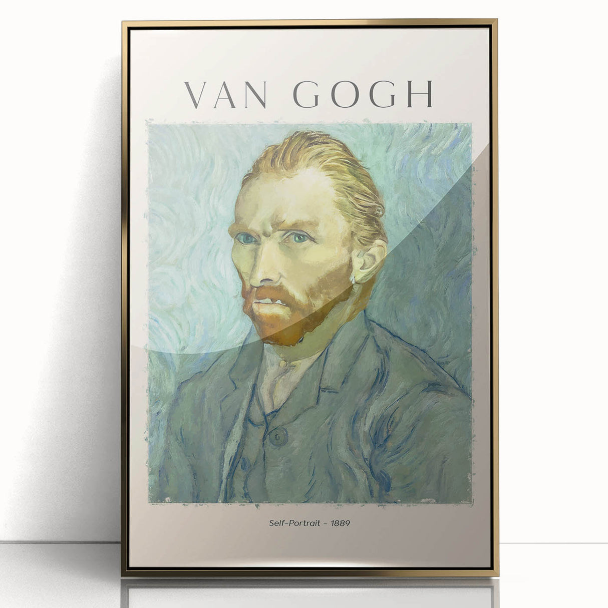 Vincent van Gogh-inspired framed acrylic print featuring bold strokes in vibrant yellow and blue.