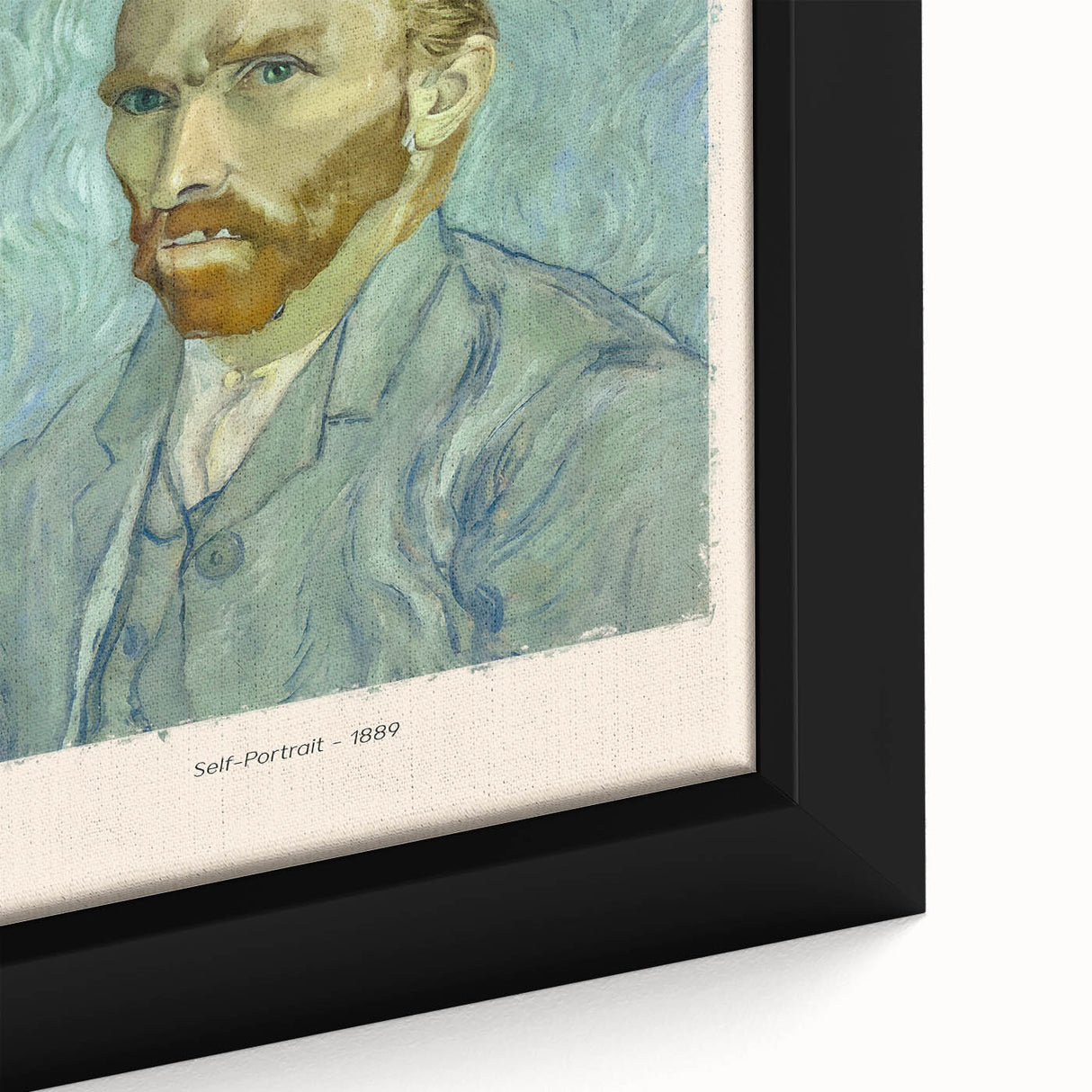 Close-up of a textured Vincent van Gogh-inspired black wall art on framed canvas, featuring vibrant, colorful brushstrokes.