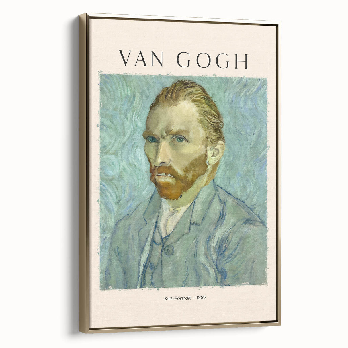 Framed canvas of a Vincent van Gogh landscape painting in muted earth tones, ideal for bedroom wall art.