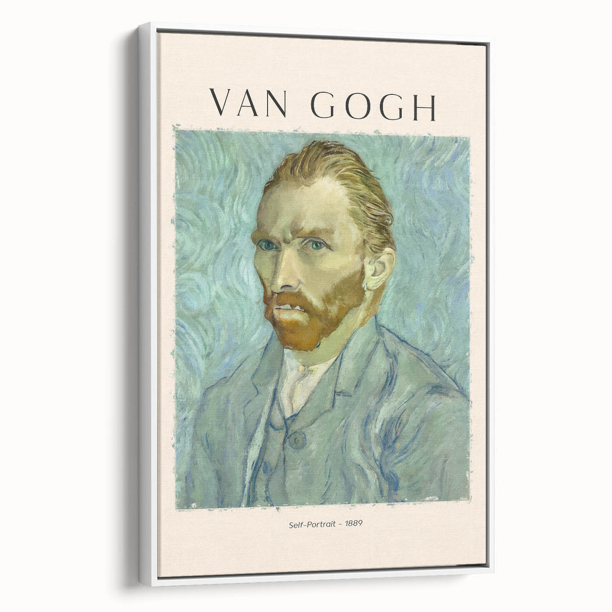 Vintage poster art of Vincent van Gogh in colorful style on extra large framed canvas, ideal for living room decor.