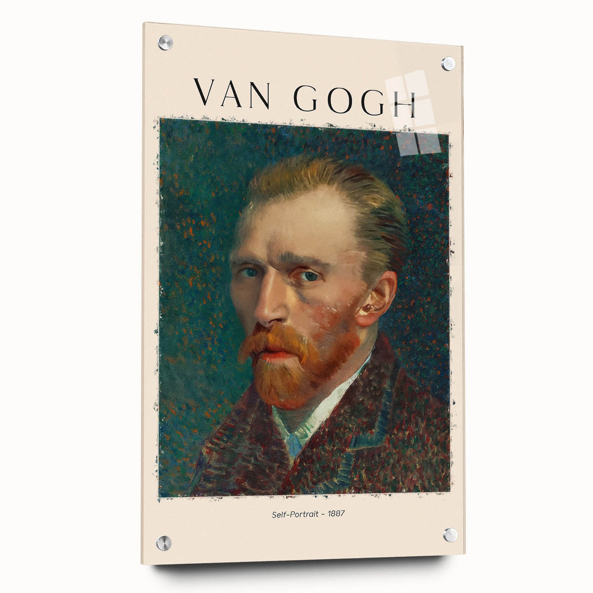 Vincent van Gogh inspired acrylic print featuring vibrant multicolored swirls, ideal for bedroom or dining room decor.