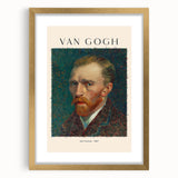 Extra large, textured abstract art print of Vincent van Gogh's design on a gold-framed canvas, ideal for living room decor.