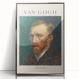 Mid-century modernist art featuring a Van Gogh print in muted tones, silver-framed acrylic, ideal for nursery wall art.