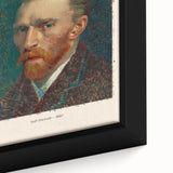 Close-up of a textured, extra-large black framed canvas depicting a colorful, impressionist-style painting.