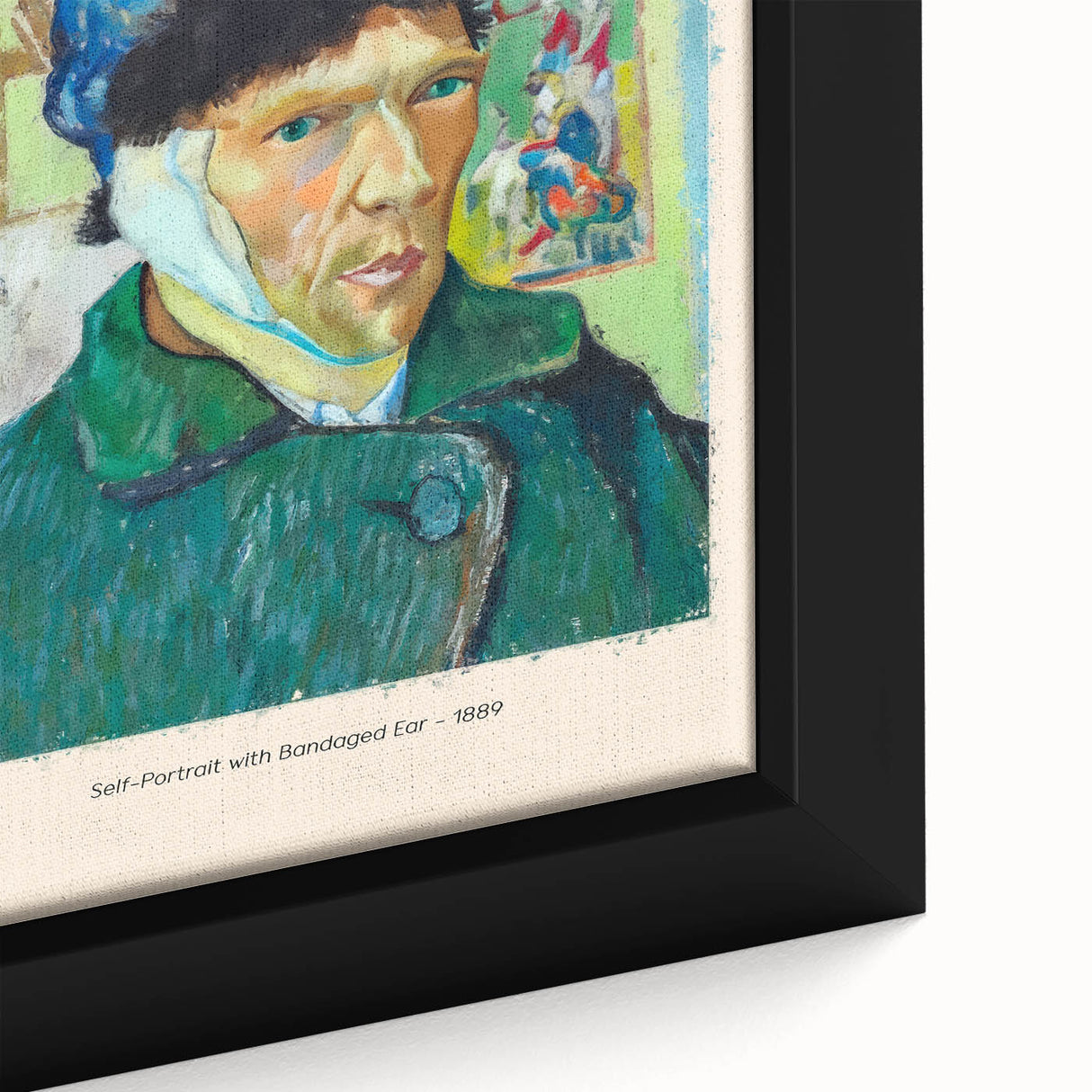 Extra large framed canvas featuring a textured, colorful art interpretation of Van Gogh's style, ideal for living room decor.