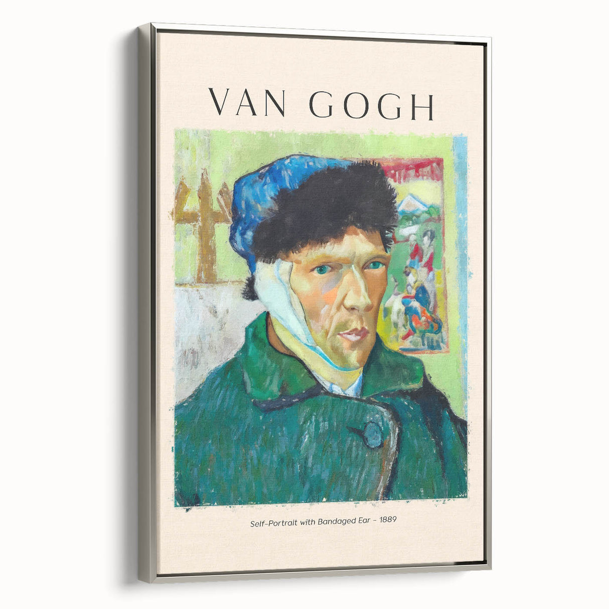 Framed canvas featuring a colorful Van Gogh landscape painting, ideal for adding a vintage touch to any room.