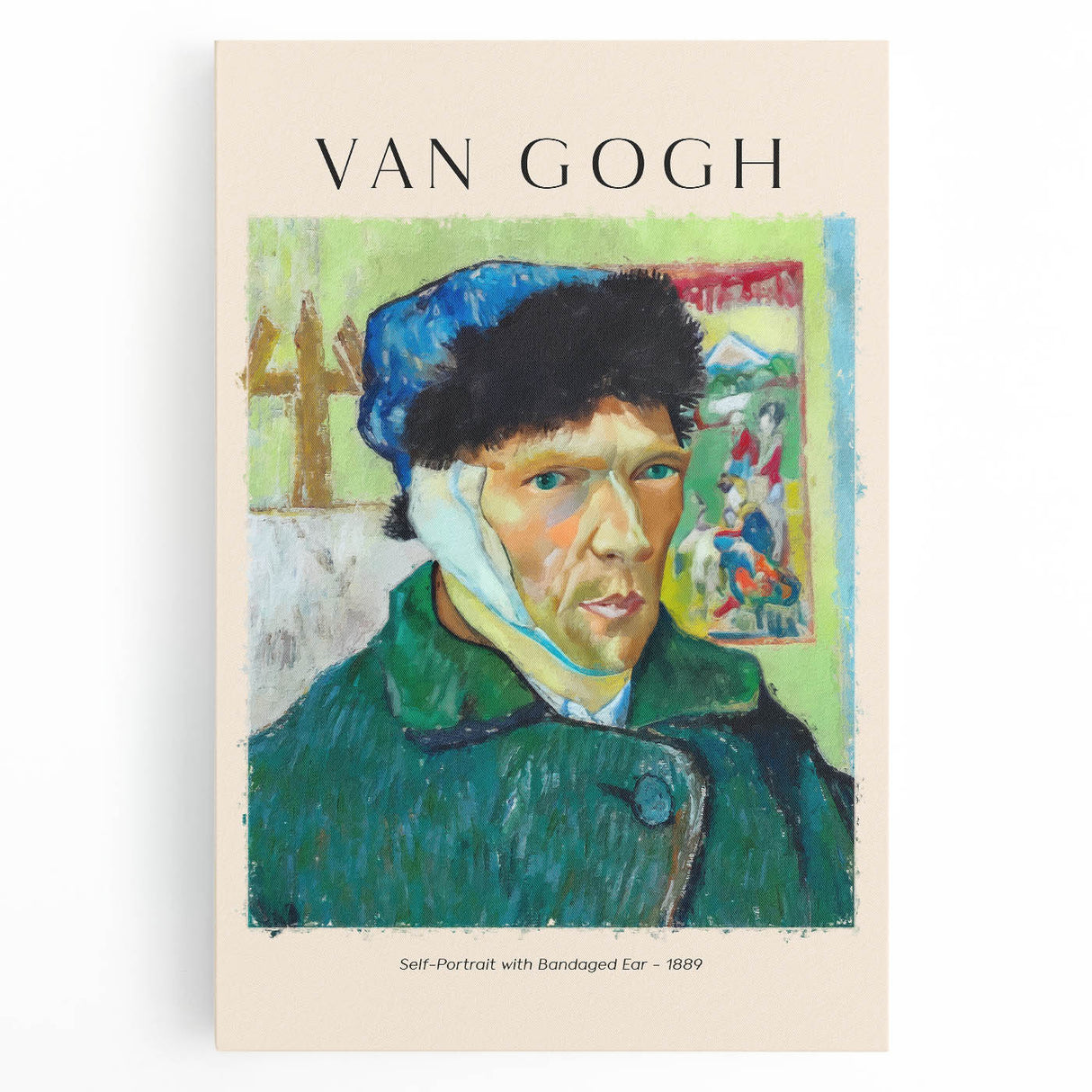 Black and white stretched canvas of a large Vincent van Gogh painting, ideal for kitchen wall art.