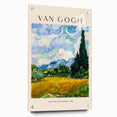Acrylic print of a Van Gogh-inspired abstract design in vibrant yellow and blue tones.
