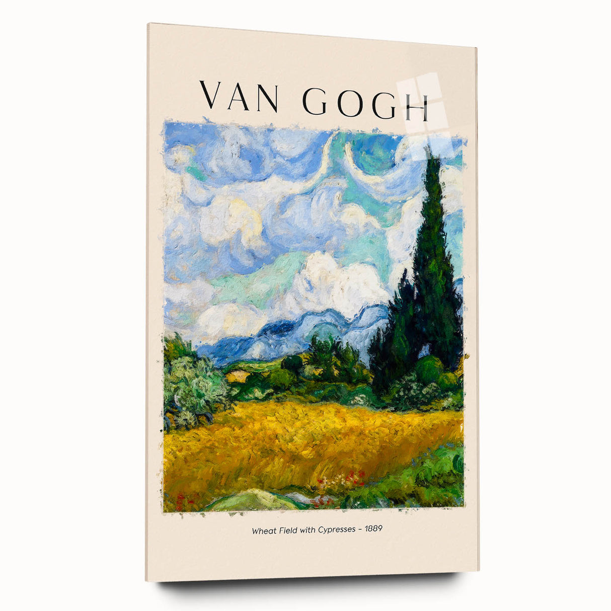 Acrylic print of a Vincent van Gogh-inspired abstract design in vibrant colors, ideal for bedroom or dining room art.
