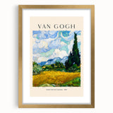 Extra large framed wall art featuring an abstract print of Vincent van Gogh's style in textured gold tones.