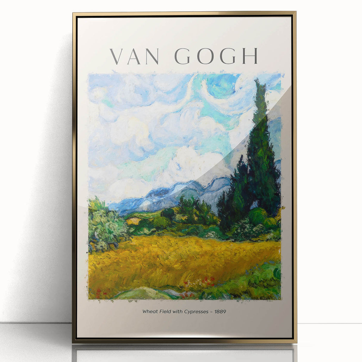 Mid-century modernist art featuring a Vincent van Gogh design in vibrant colors on a framed acrylic print.