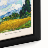 Close-up of a framed canvas featuring a textured, colorful depiction of Vincent van Gogh's style.