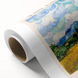 Art deco poster of a serene landscape in soft pastel shades on rolled canvas, ideal for nursery wall art.