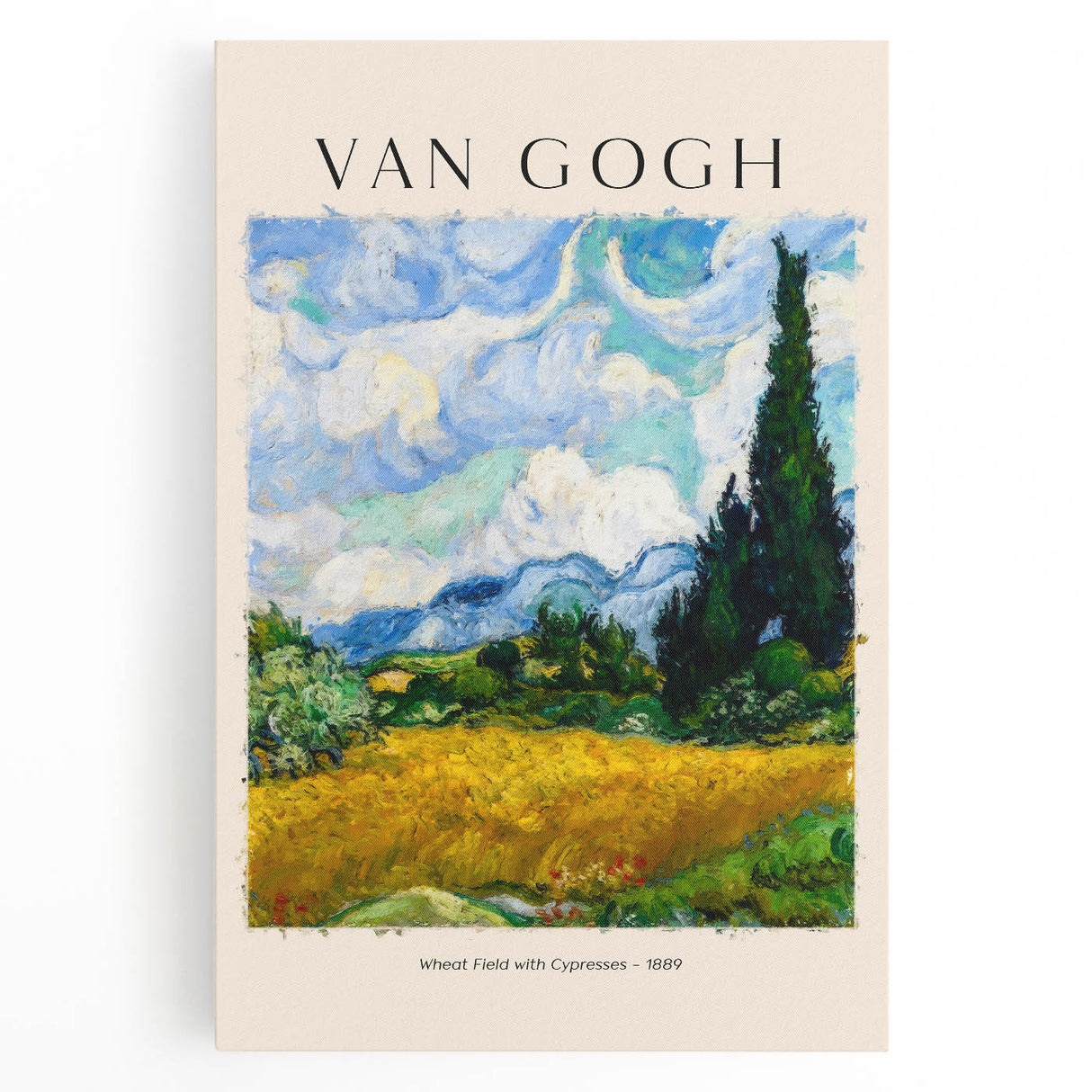 Large black and white stretched canvas of Vincent van Gogh's impressionist artwork, ideal for kitchen wall art.