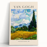 Black and white stretched canvas featuring a large Vincent van Gogh print, ideal for kitchen wall art or bedroom decor.