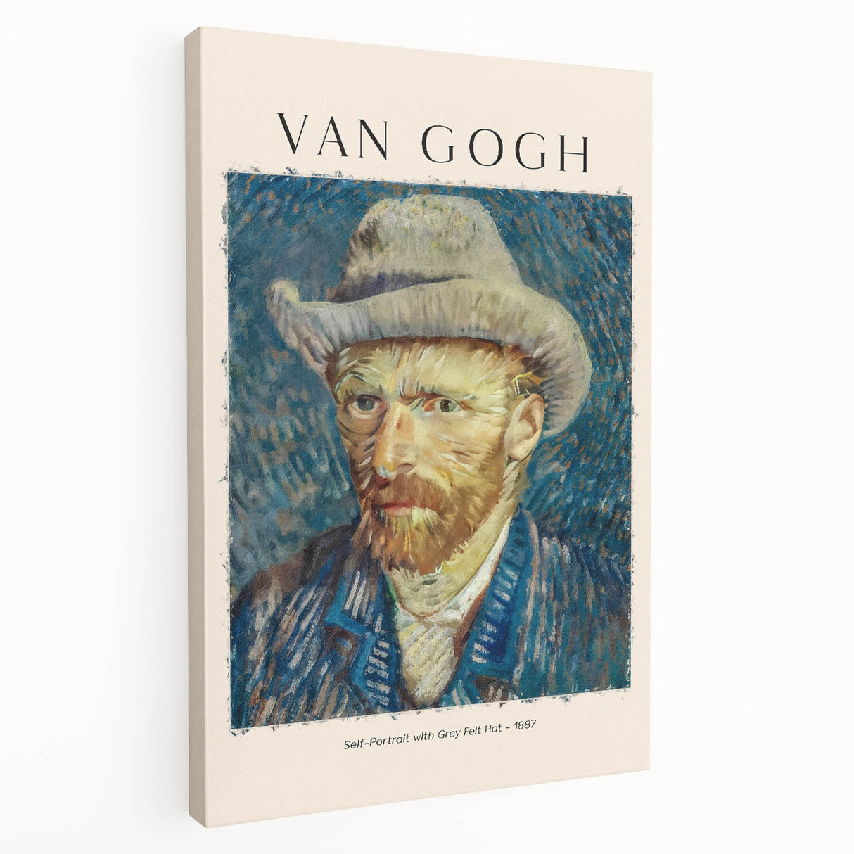 Vincent van Gogh inspired stretched canvas with vibrant blue and yellow tones, ideal for kitchen wall art.