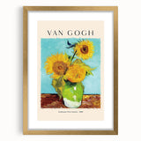 Extra large abstract art print of a textured Vincent van Gogh design in a gold frame, ideal for living room decor.