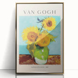Acrylic print of Vincent van Gogh's artwork in gold frame, featuring vibrant colors and mid-century modernist style.