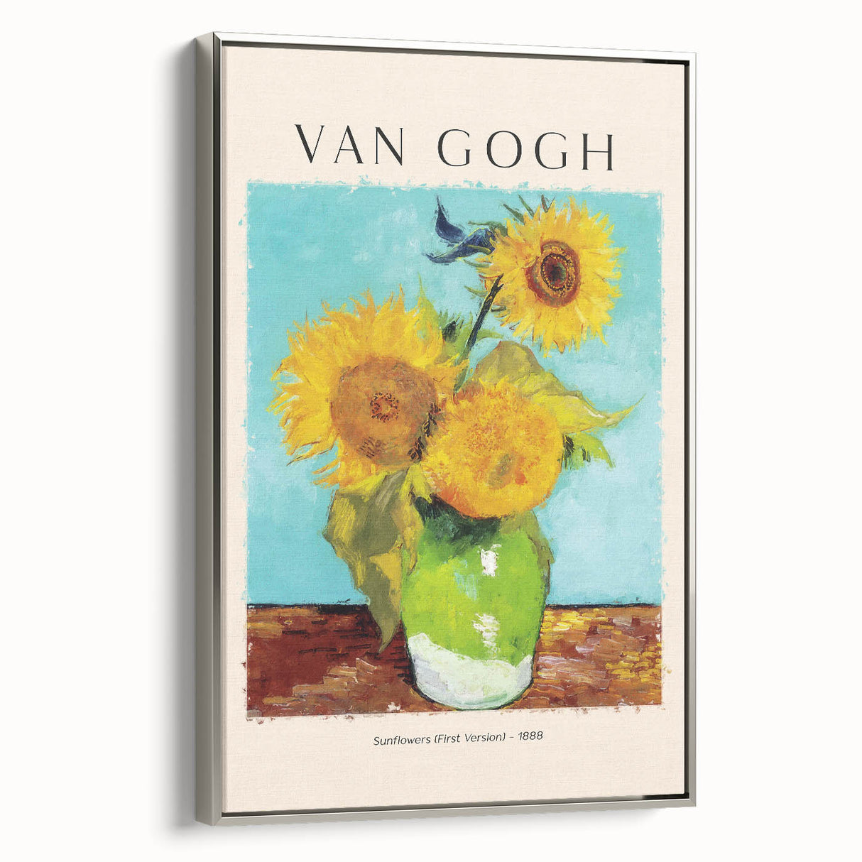 Framed canvas of a Vincent van Gogh landscape painting featuring vibrant colors.