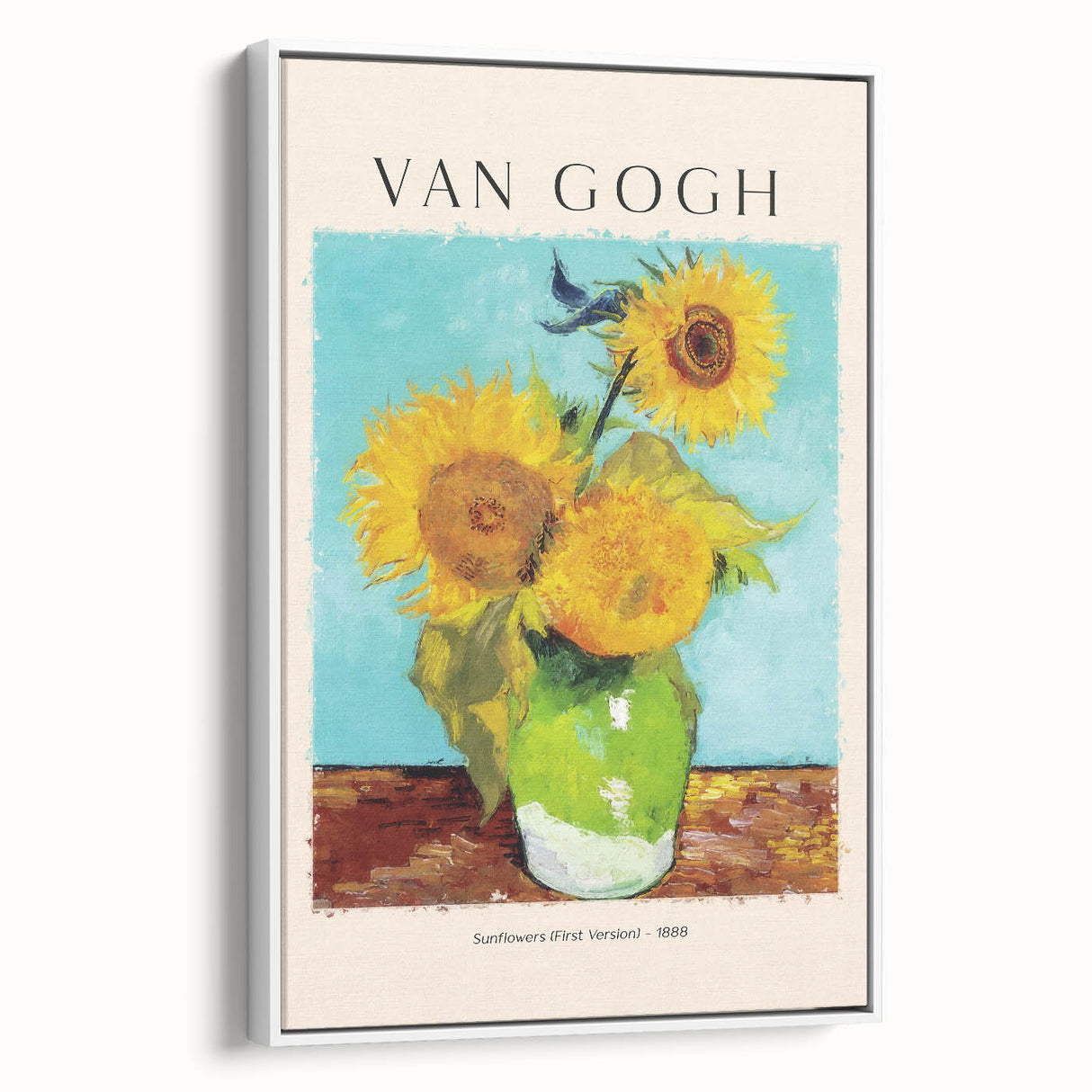 Vintage poster art of a colorful Vincent van Gogh painting on a large framed canvas, suitable for living room decor.