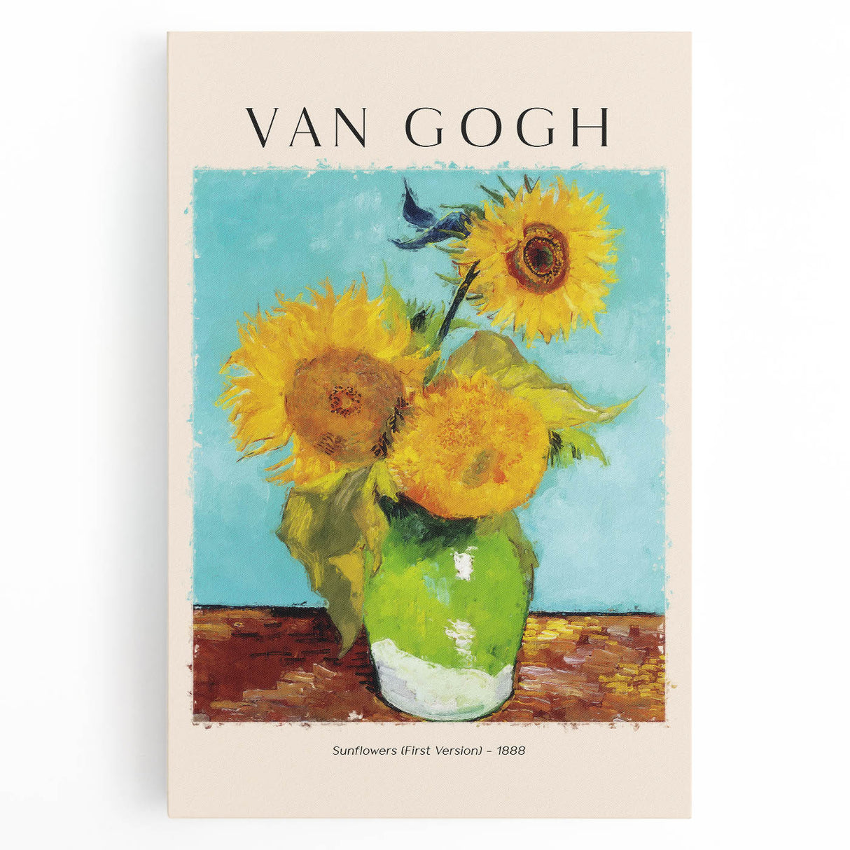 Black and white print of Vincent van Gogh's artwork on stretched canvas, suited for kitchen art.