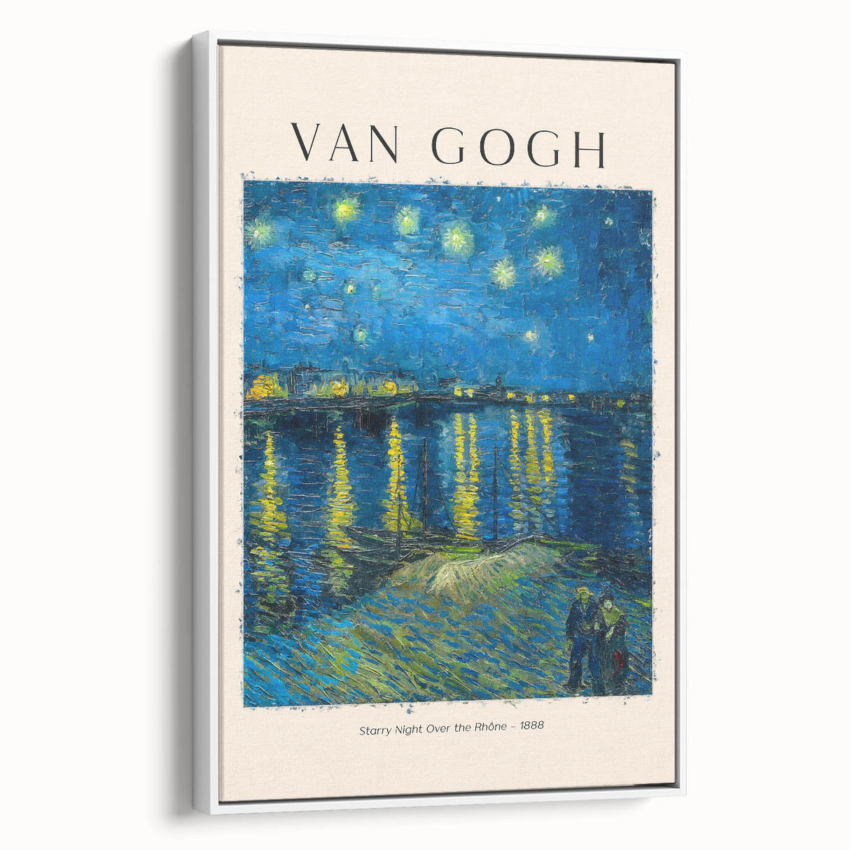 Extra large framed canvas featuring a vintage Vincent van Gogh poster art in vibrant colors, ideal for living room decor.
