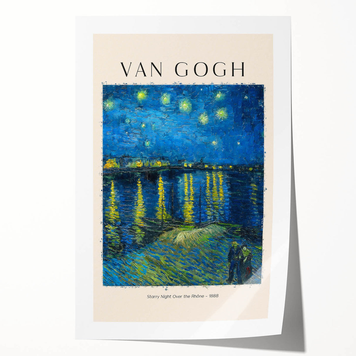 Rolled print of Vincent van Gogh's floral painting in vibrant colors.