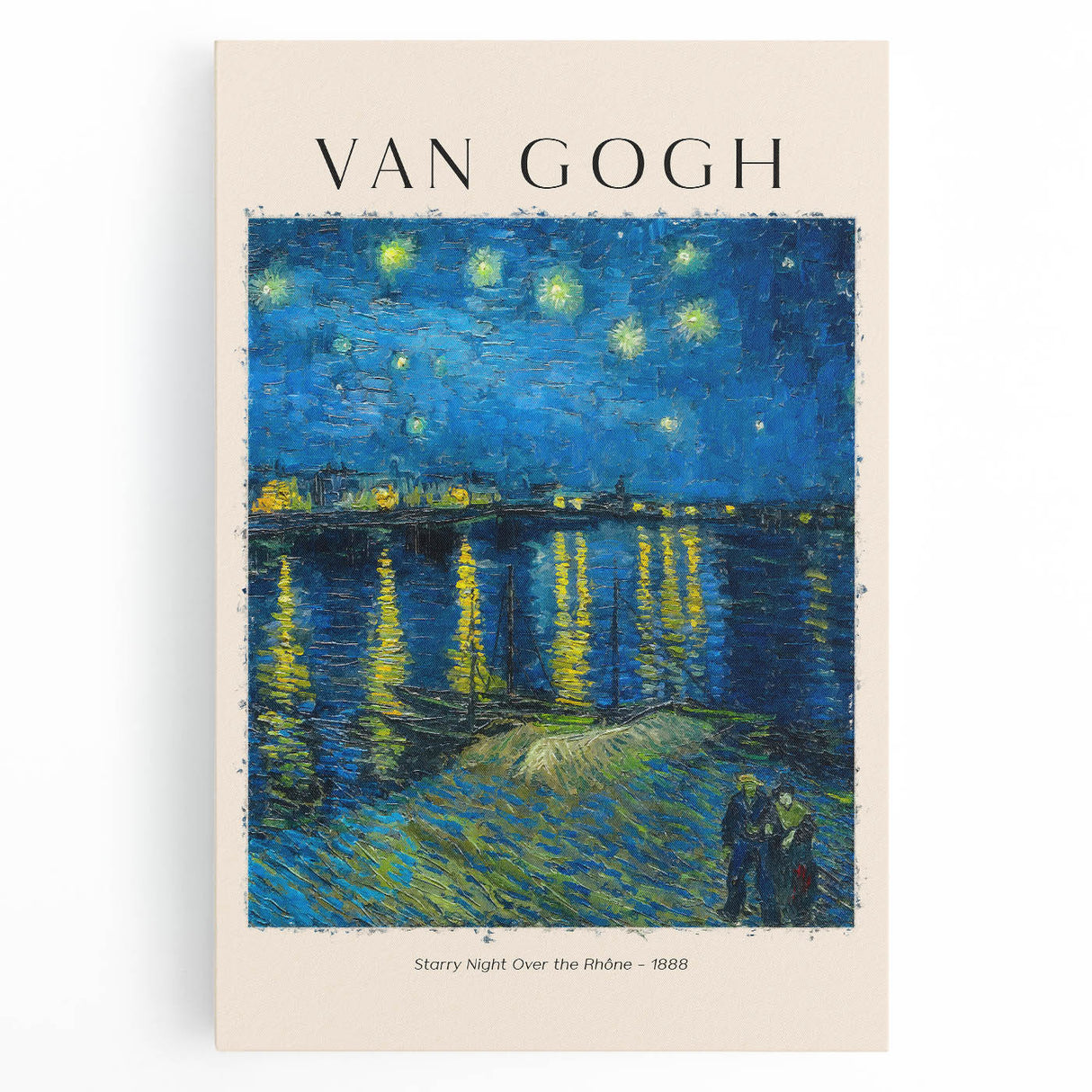 Black and white print of Vincent van Gogh's painting on stretched canvas, suitable for kitchen wall art.