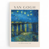 Black and white print of Vincent van Gogh's painting on stretched canvas, suitable for kitchen wall art.