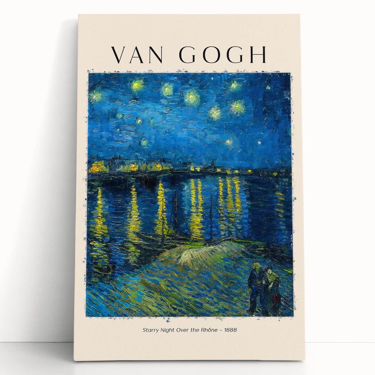Black and white print of Vincent van Gogh's design on stretched canvas, suitable as large kitchen wall art or bedroom decor.