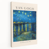 Vincent van Gogh-inspired stretched canvas featuring vibrant, swirling blue and yellow tones, ideal for kitchen wall art.