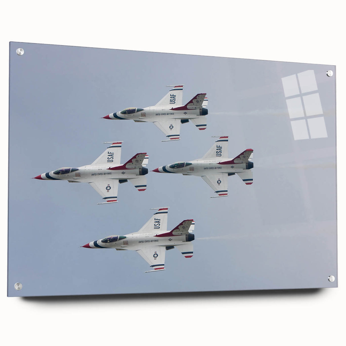 Acrylic print of a large abstract airplane design in grayscale, suitable for bedroom or dining room decor.