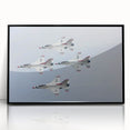 Large abstract wall art featuring mid-century modernist airplanes in muted gray tones on black acrylic.