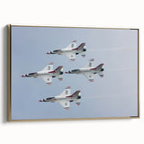 Vintage poster art of an airplane in flight on a framed canvas with black and gold tones, ideal for bedroom wall decor.