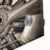 Large abstract acrylic print of an airplane, featuring cool gray and blue tones, ideal for bedroom or dining room art.