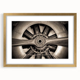 Abstract art print of an airplane in muted gray and blue tones on a framed canvas, suitable for dining room decor.